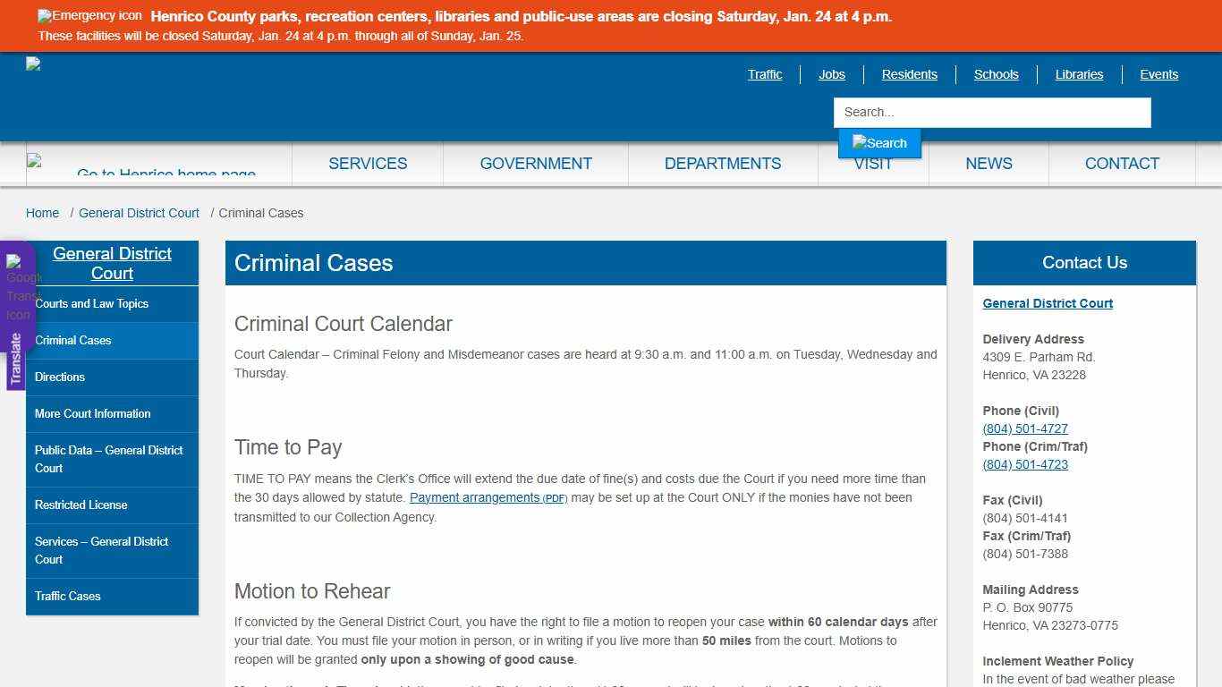 Criminal Cases » Henrico County, Virginia